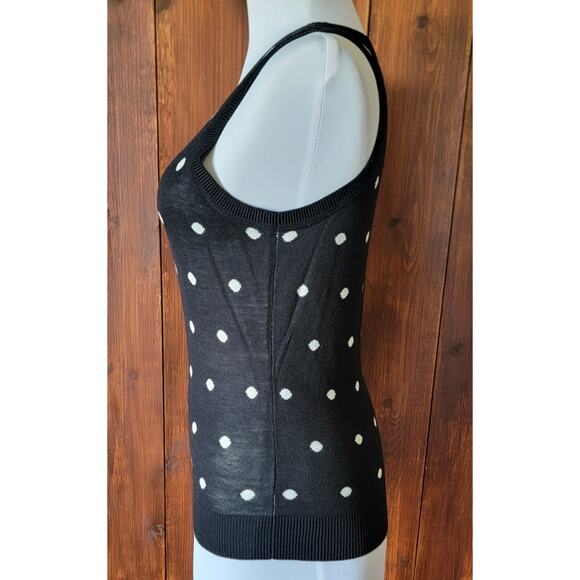 Halogen Women XS Black White Polka Dot Sleeveless Vest Top Nordstrom Soft Casual - Picture 4 of 7